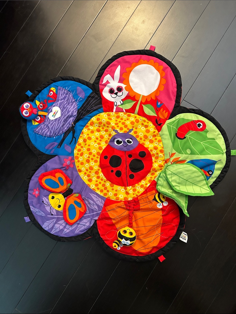 Lamaze Colorful Flower Infant Tummy Time Play Mat with Bug and Animal Designs